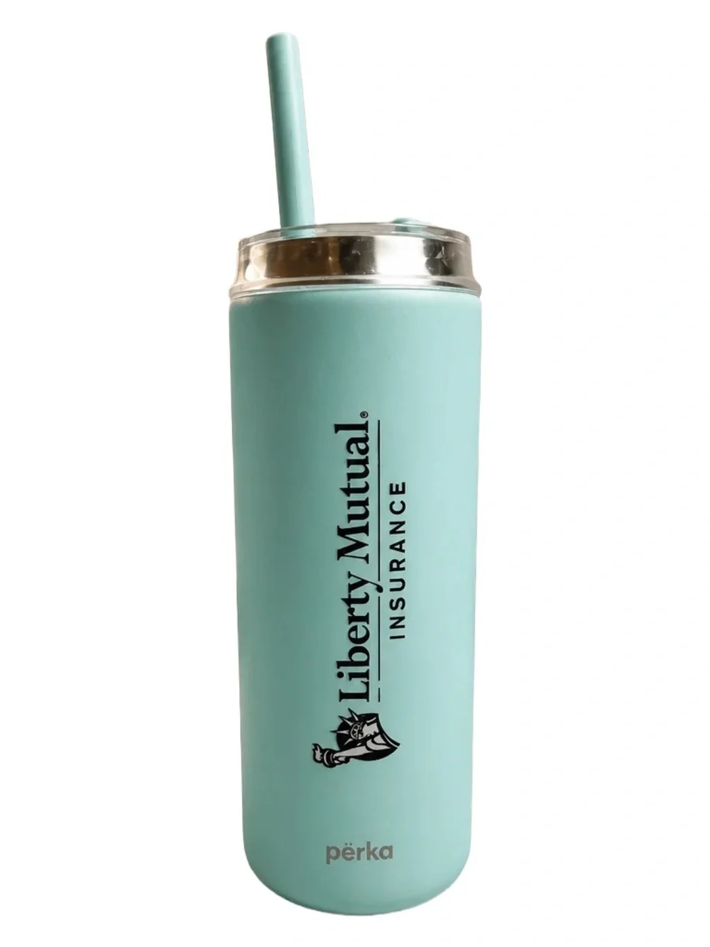NWOT Perka Teal Green Vacuum Insulated Tumbler Advertised Liberty Mutual Ins